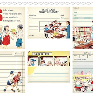 Vintage Style School Ephemera Cards: Printable Journal, Scrapbook (Digital Download)