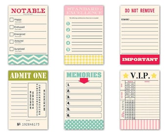 Printable pastel  journaling cards / 4" by 6"  digital filler cards / pocket scrapbooking / girly office cards / instant download /