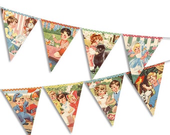 Vintage Style Mother Goose Bunting: Printable Nursery Rhyme Banner (Digital Download)