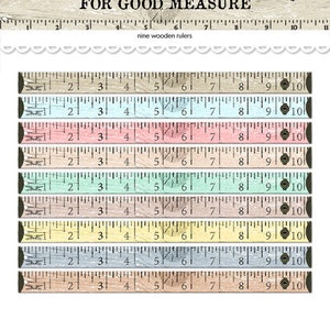 Printable wooden rulers / digital wood tape measures / printable measuring tape / digital collage sheet / scrapbooking embellishment