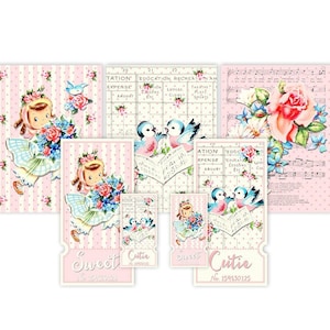 Shabby spring printable tickets and cards / vintage collage sheet / instant download /filler cards, embellishments / digital scrapbooking