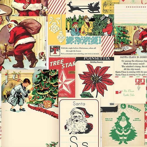 Retro santa Express Printable Ephemera Cards - Etsy