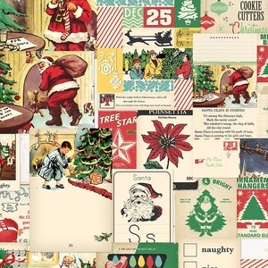 Retro Christmas digital ephemera / printable / digital scrapbooking / Santa Claus collage sheets, JPEG, PDF / pocket cards / various sizes