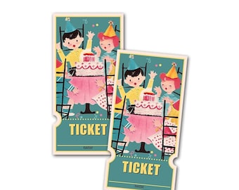 Vintage Style Birthday Raffle Tickets: Retro Kids Party (Digital Download)