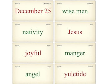 Digital Christmas religious vocabulary flash cards / 3" by 6" and 2" by 4"/ downloadable / printable