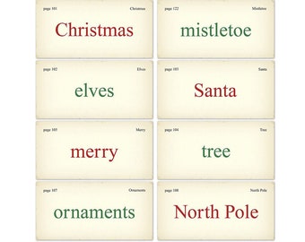 Vintage Style Christmas Flash Cards: Printable Scrapbook Journal Vocabulary (Digital Download)