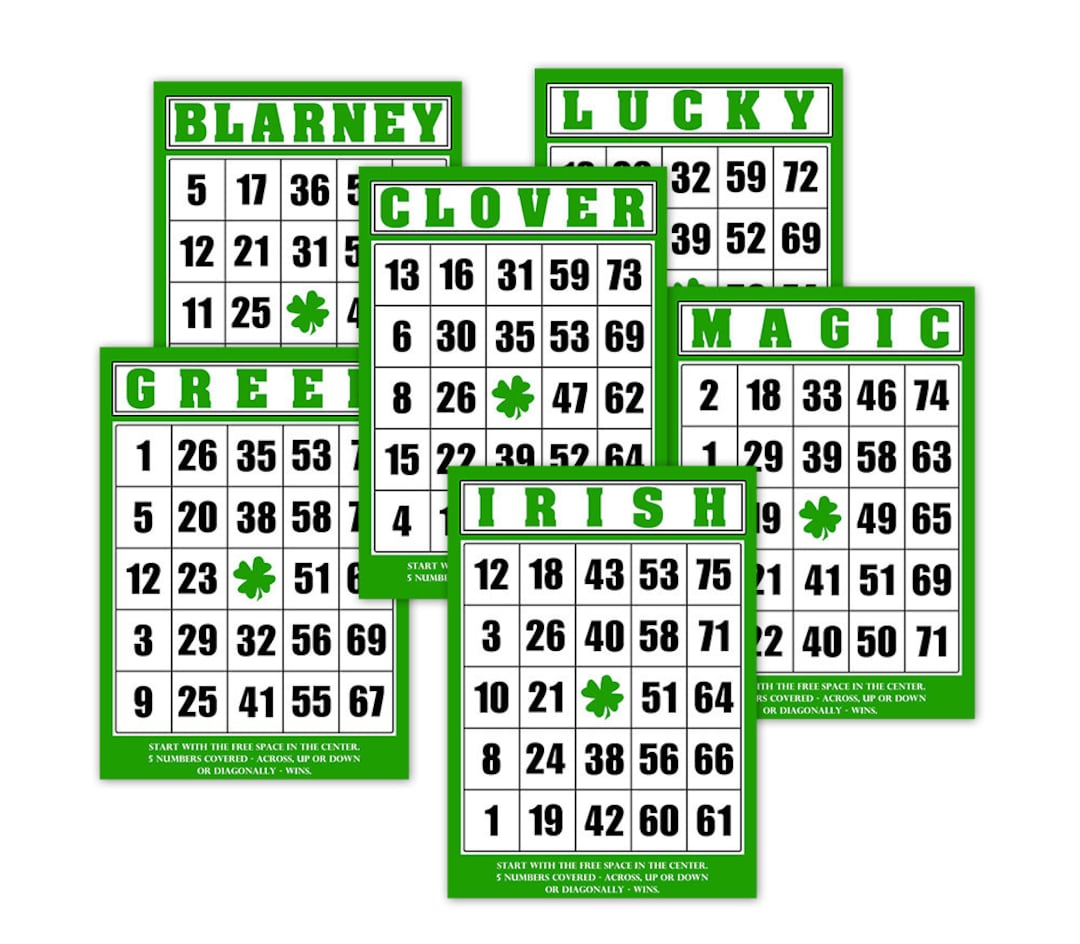 Digital St. Patrick's Day Bingo Cards for Crafts / Ephemera Cards / Two Sizes / Downloadable / Printable / Green, White / Embellishment - Etsy digital-st-patrick-s-day-bingo-cards-for-crafts-ephemera-cards-two-sizes-downloadable-printable-green-white-embellishment-etsy