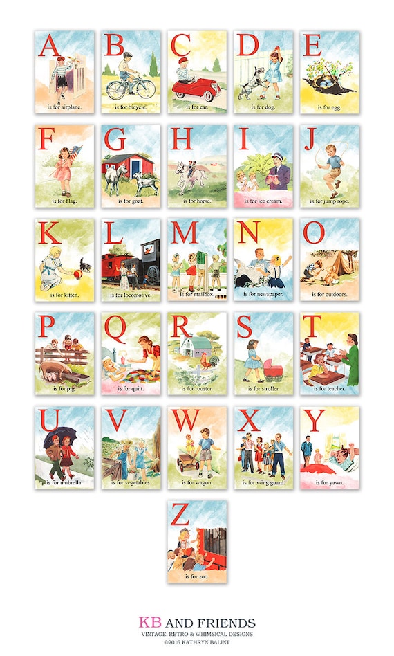 Vintage Alphabet Cards Printable