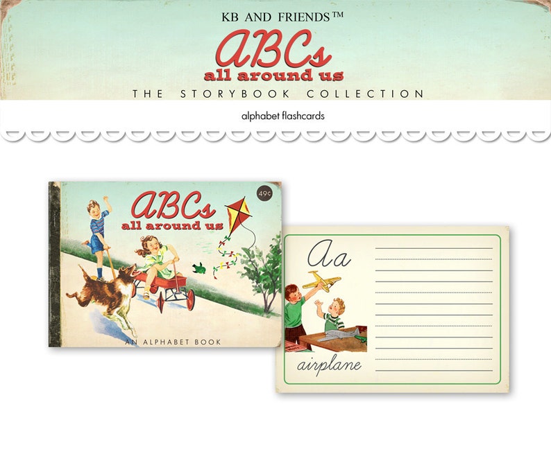 Vintage Style ABC Flash Cards: Printable Alphabet Book (Digital Download) image 4