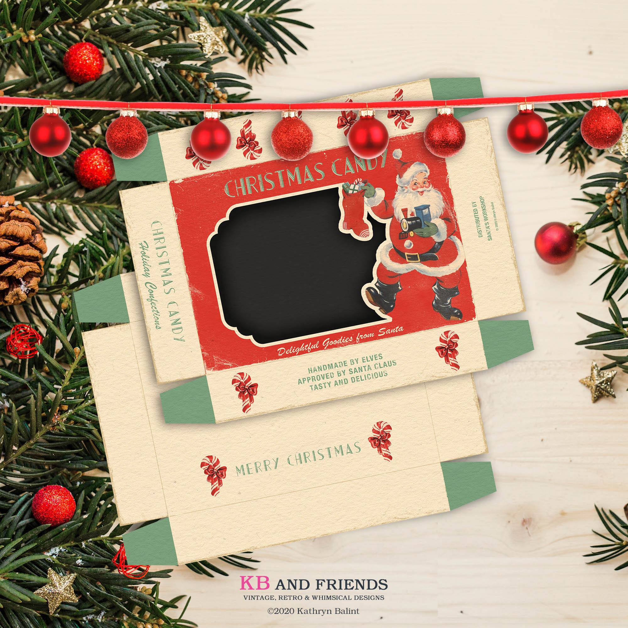 Printable Retro Christmas Candy Box With Santa Claus / Digital - Etsy