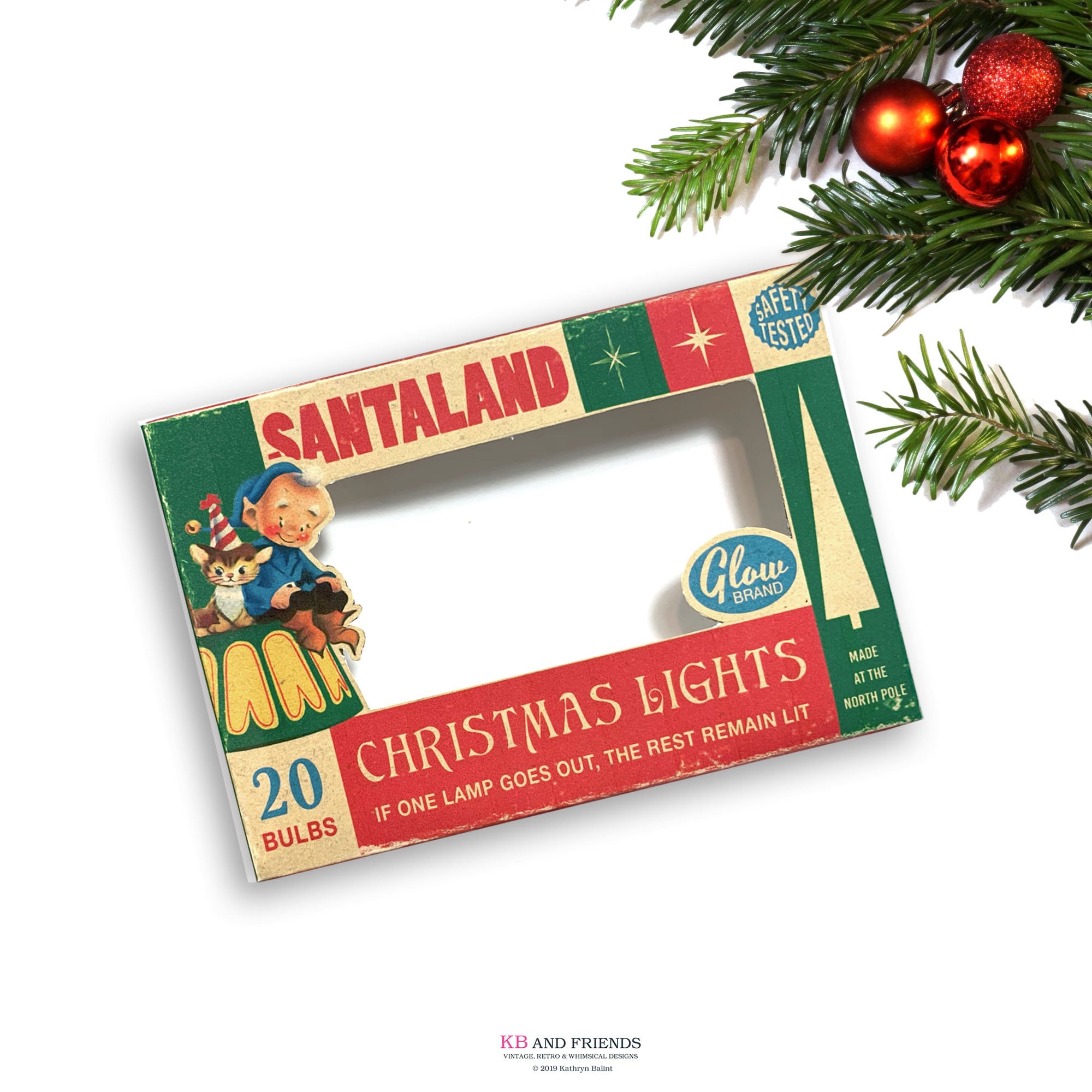 Vintage Christmas Tree Lights Gift Box / printable digital 6