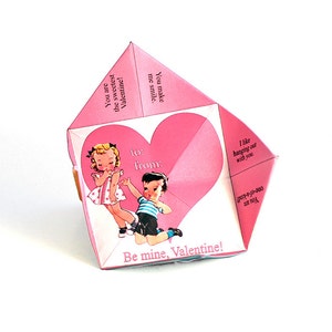 Digital Valentine cootie catcher / Valentine's Day card / fortune teller / game / DIY toy / downloadable / printable / retro kids / DIY gift image 3