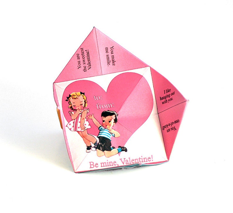 Digital Valentine cootie catcher / Valentine's Day card / fortune teller / game / DIY toy / downloadable / printable / retro kids / DIY gift image 3
