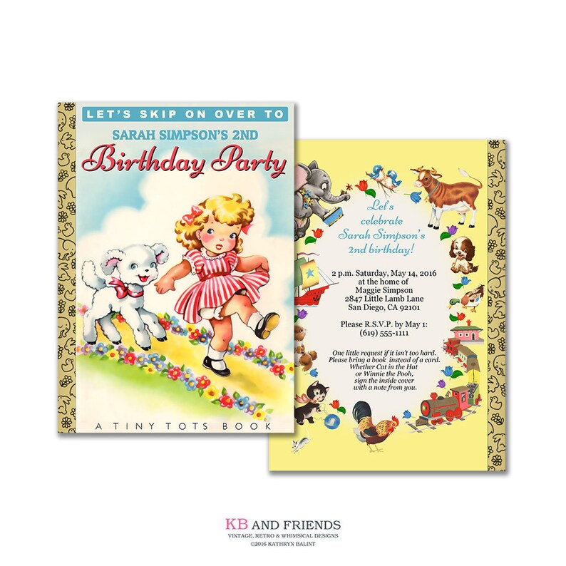 Mary Had a Little Lamb Invitation: Retro Baby Shower, Birthday, All Occasion (Online Editable Template) image 4
