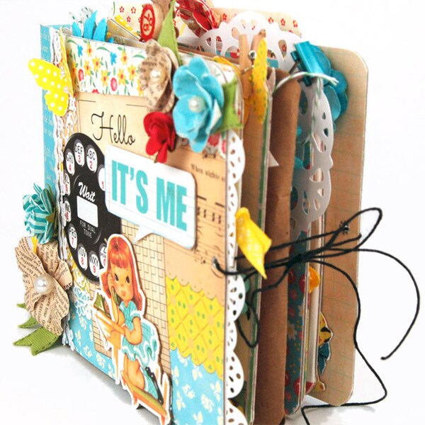Vintage premade scrapbook mini album for girls