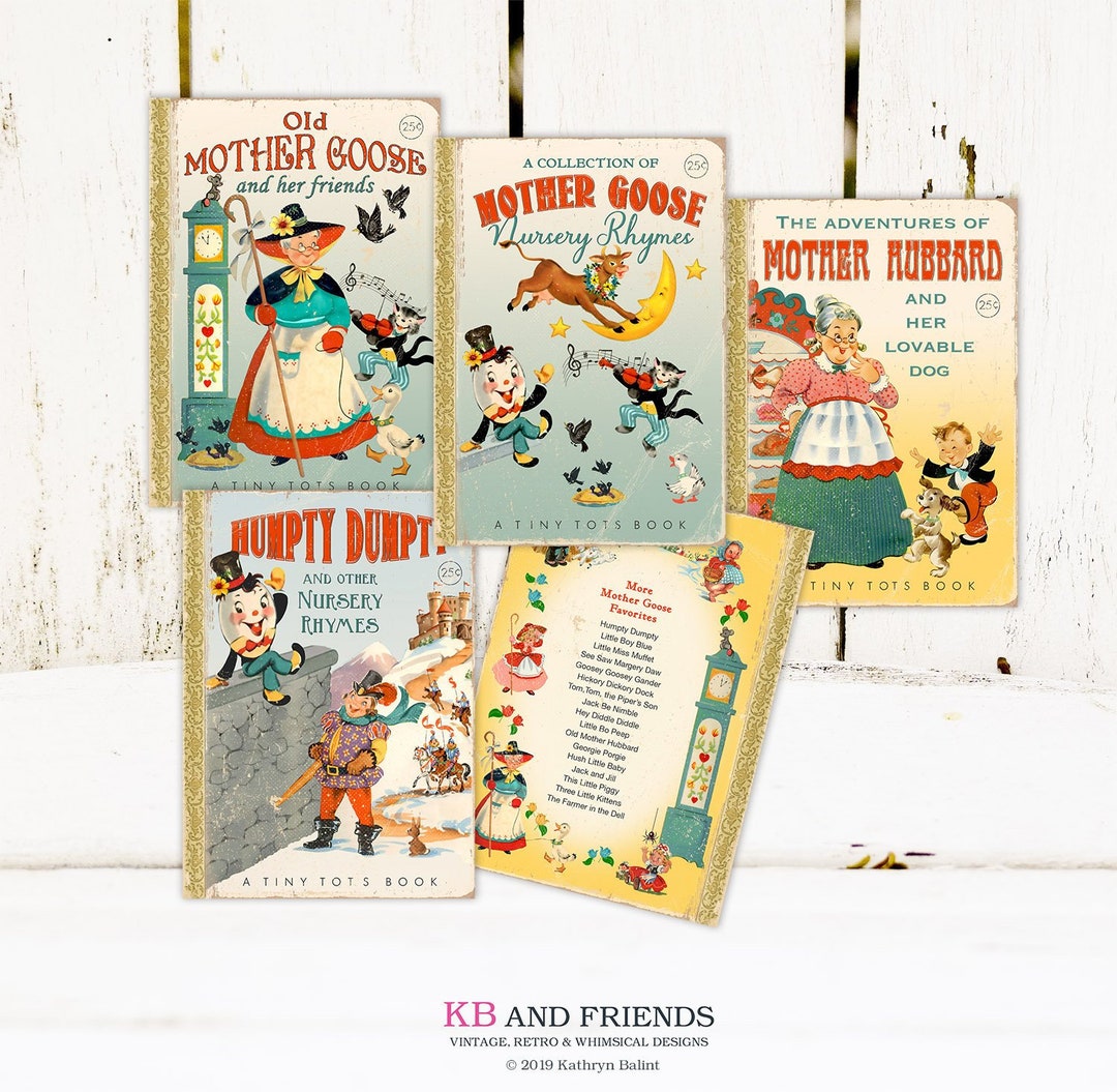 Vintage Mother Goose Nursery Rhyme Book Covers / 4 Digital Printable Designs / 5 X 7 / Add Your Text / Album Cover / Digital Scrapbooking - Etsy vintage-mother-goose-nursery-rhyme-book-covers-4-digital-printable-designs-5-x-7-add-your-text-album-cover-digital-scrapbooking-etsy