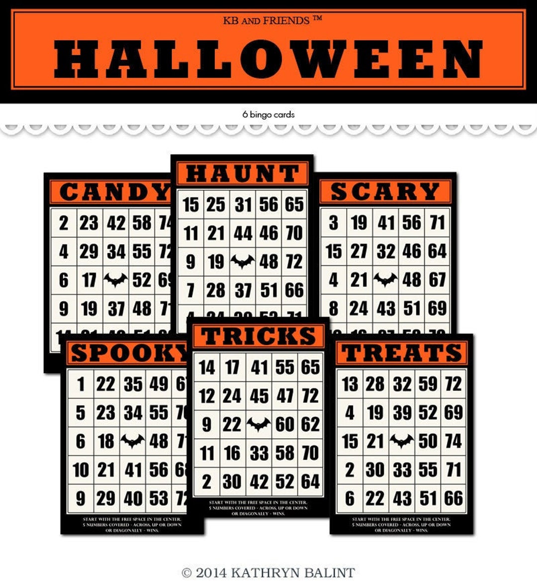 Printable Halloween Bingo Cards For Crafts Digital Ephemera Cards