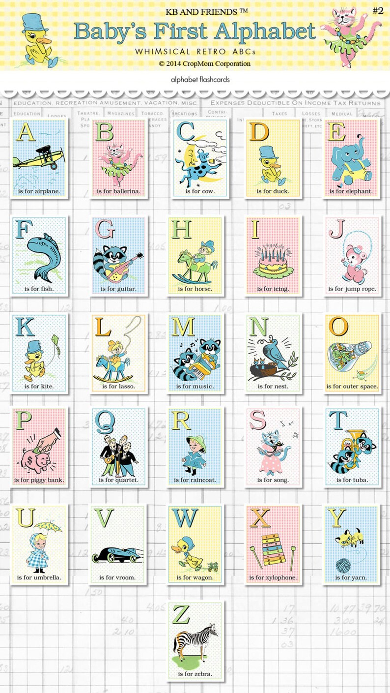 Digital baby ABC flashcards / printable pastel nursery wall Etsy