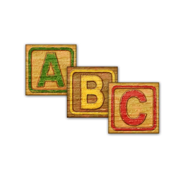 Digital vintage alphabet blocks / printable collage sheet / downloadable / square antique-style ABCs / 3 sizes / 1 inch / 2 inch / 1.5 inch