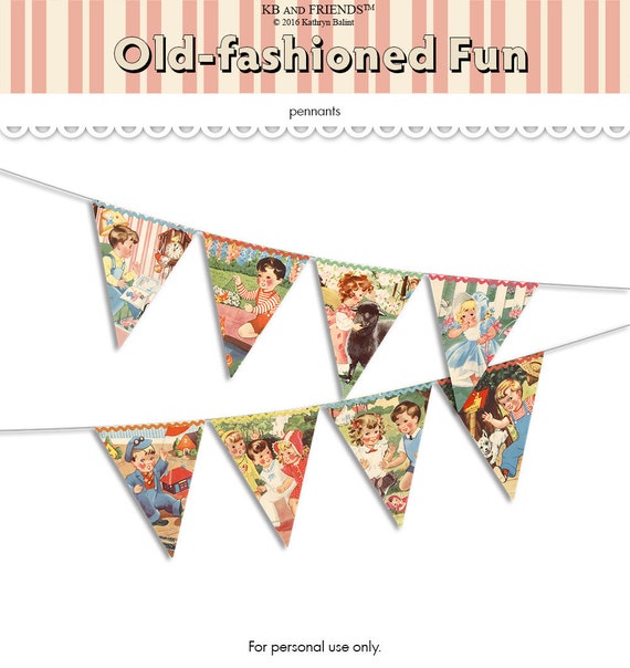 Printable Nursery Rhyme Bunting Printable Banner Flags Vintage