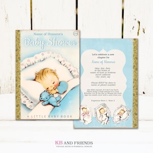 Vintage Printable Storybook Baby Boy Shower Invitation / personalize it yourself with Web-based template then print it or have it printed /