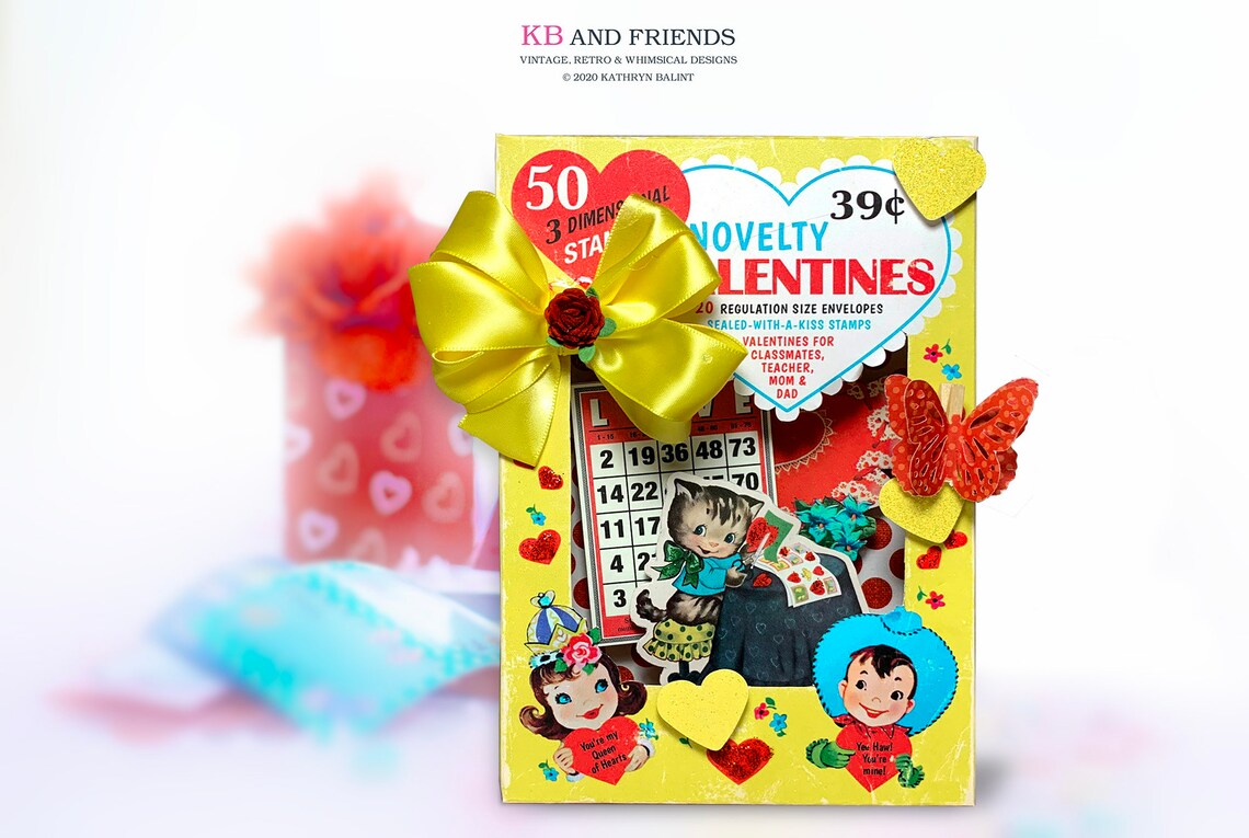 Retro Boy Girl Printable Valentines Day Gift Or Treats Box Etsy