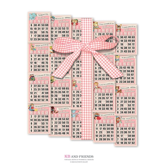 Digital Retro Pink Valentine Bingo Cards With Call Sheet Etsy Digital Retro Pink Valentine Bingo Cards With Call Sheet Etsy