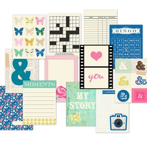 Printable camera journaling cards / pocket scrapbooking / digital pocket cards / digital collage sheet / 12 filler cards / 3" x 4"