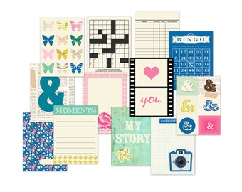 Printable Camera Office Journaling Cards: Retro Style Scrapbooking (Digital Download)