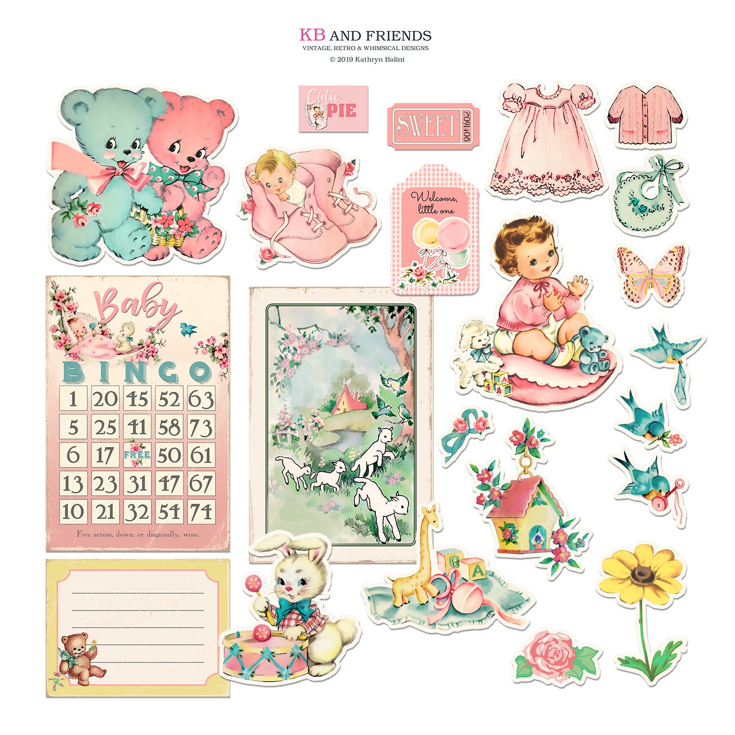 Cute Baby Girl Scrapbook Paper: 18 Sheets 8x11 Inch Double-sided  Scrapbooking Pages: Baby Girls Craft Kit Collection Supplies