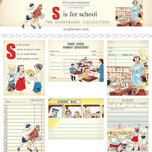 Digital vintage school ephemera cards / journaling cards / 3" by 4" / downloadable / printable