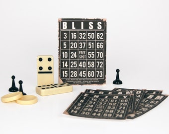 Vintage Style Black Decorative Bingo Cards: Printable Ephemera (Digital Download)