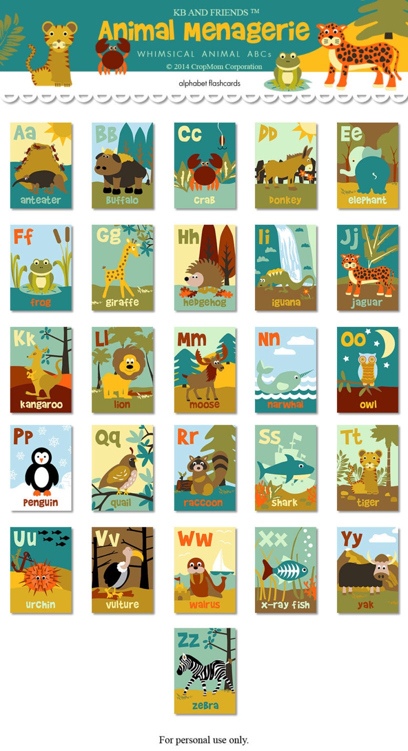 Animal Letters Printable / Printable Animal ABC Flashcards / - Etsy