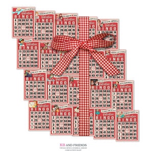 20 Digital Retro Red Valentine Bingo Cards  / with call sheet for playing / craft projects / 5" X 7" & 3" X 4" / PDFs, JPEGs