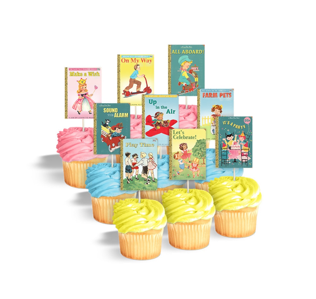 Printable Cupcake Toppers or Cake Bunting for Book Themed Birthday ...