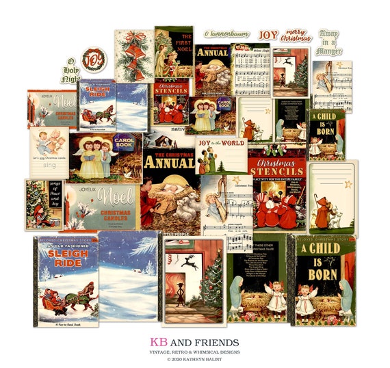 Vintage Religious Christmas Nativity printable ephemera / digital collage sheets, individual files for scrapbooks, junk journals, crafts Il_570xn