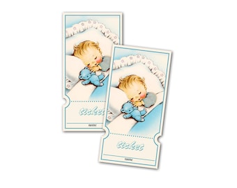 Digital Retro Baby Boy Raffle Tickets / vintage baby shower/ downloadable, printable / perfect for diaper raffle