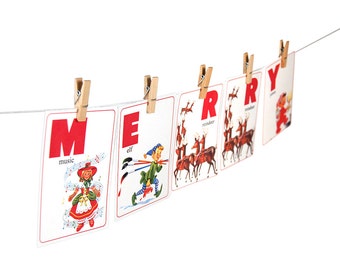 Christmas alphabet flashcards / printable ABC letters / Christmas ABC flashcards / Santa flashcards with pictures / educational flashcards