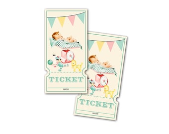 Digital Vintage Baby Shower Raffle Tickets / gender neutral baby weighed on scale / perfect for diaper raffle / downloadable, printable