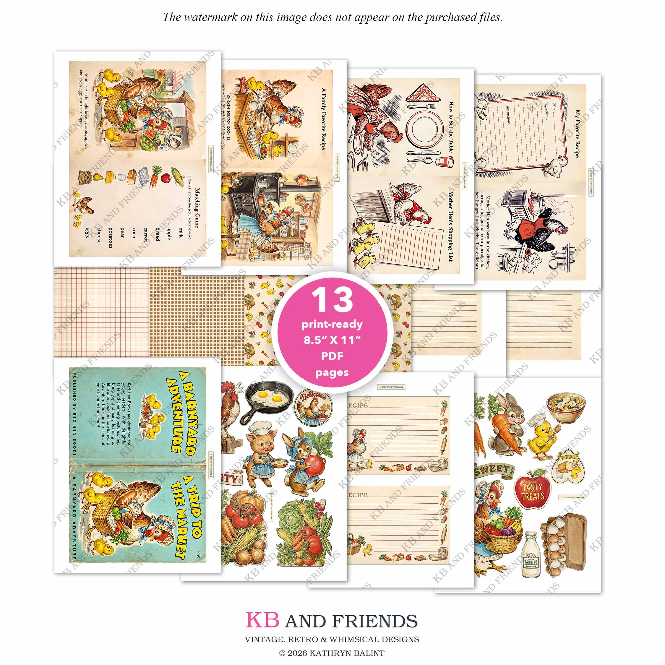 Printable Recipe &amp; Food Journal Kit: Vintage Style to Market Ephemera (digital Download) - Etsy