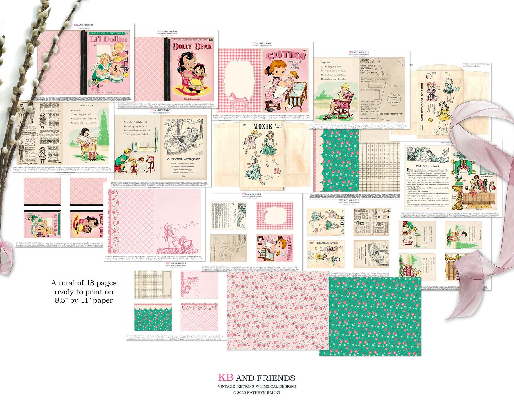 Retro Baby Doll Printable Junk Journal Mini Kit Scrapbook | Etsy
