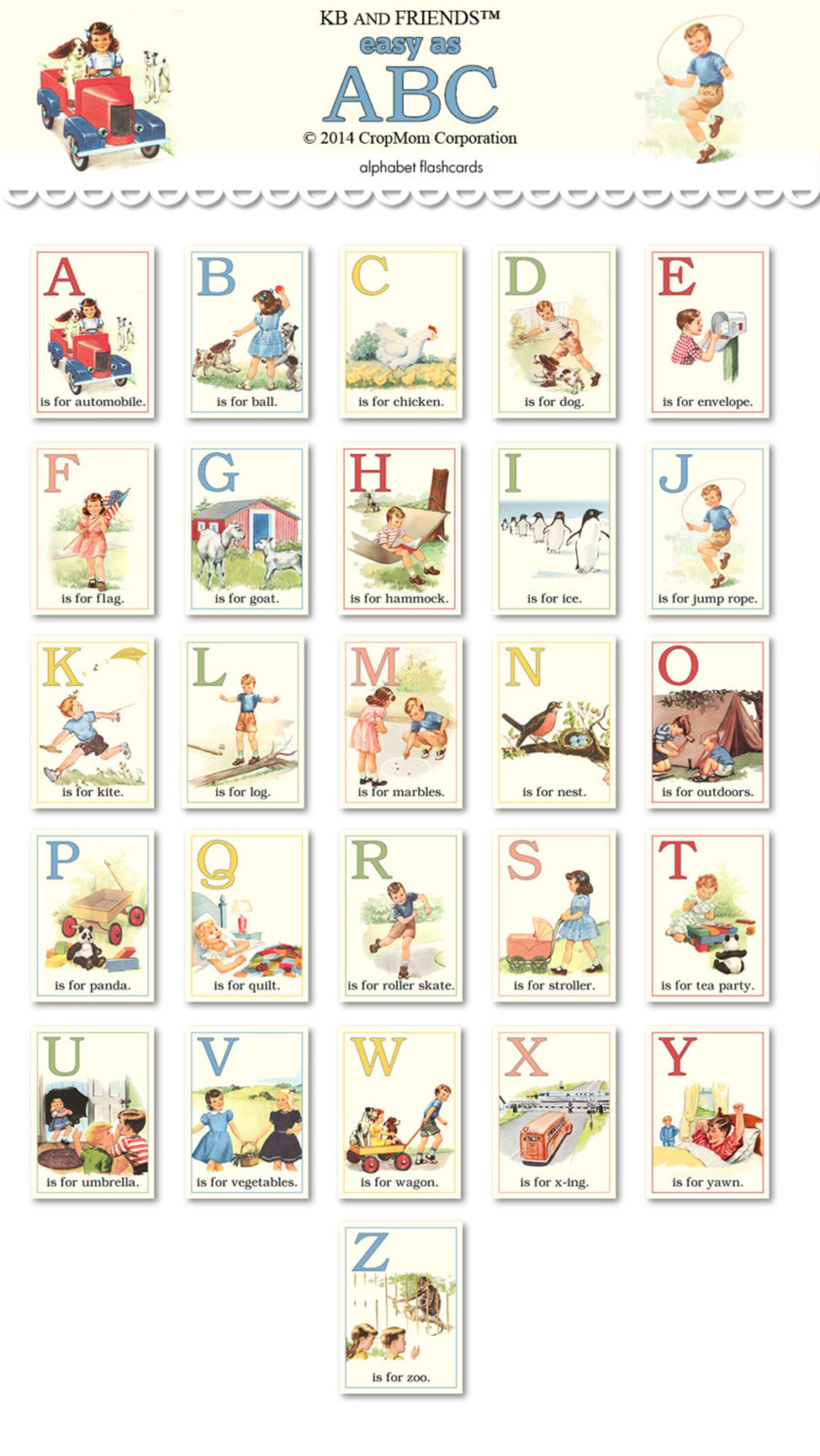 Retro Style ABC Flashcards: 5x7 Printable Alphabet Cards (digital ...