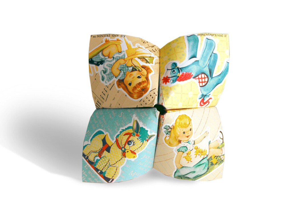 Digital Vintage Girl Cootie Catcher / Fortune Teller / Game / DIY Toy ...