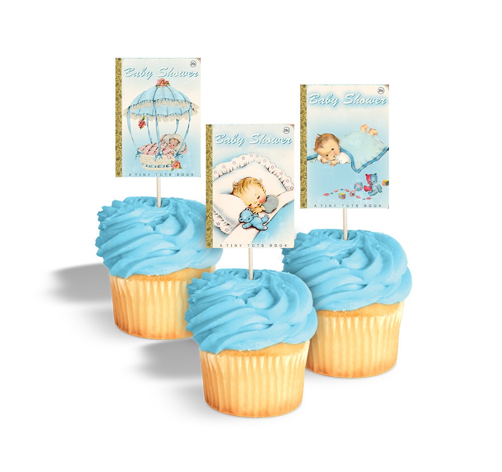 Baby Shower Cupcake Toppers Printable Book Themed 50