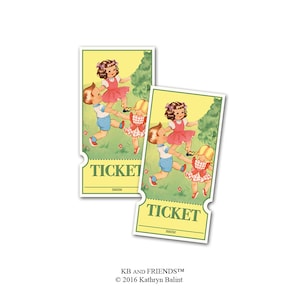 Printable vintage raffle tickets of retro boys and girls / instant download / for birthdays, baby showers, school events, libraries, parties