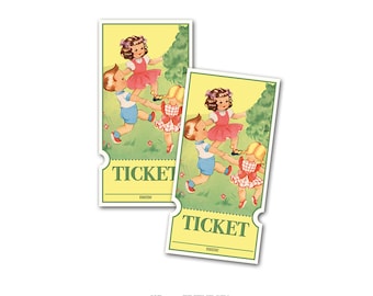 Printable Vintage Style Raffle Tickets: Retro Children Party (Digital Download)