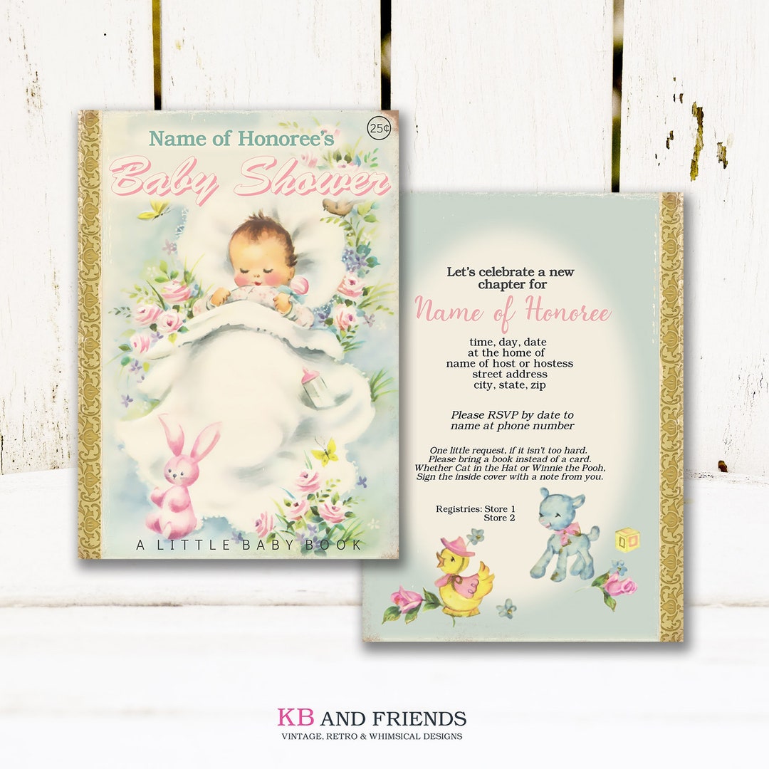 Storybook Vintage Baby Shower Invitation / Add Your Own Text