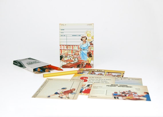 Digital vintage school ephemera cards / journaling cards / 3" by 4" / downloadable / printable Il_570xn