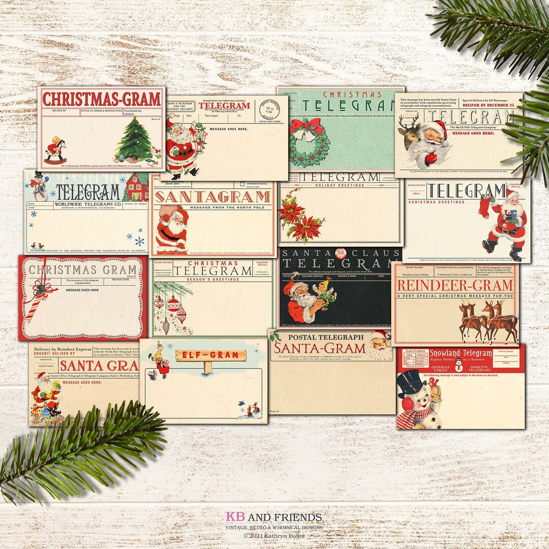 Free Printable Telegram Vintage Style Christmas Telegrams: Printable Journal & Scrapbook ...