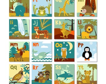 Animal alphabet flashcards / 2" square animal ABC flashcards/ printable ABC letters / animal flashcards / alphabet collage sheet